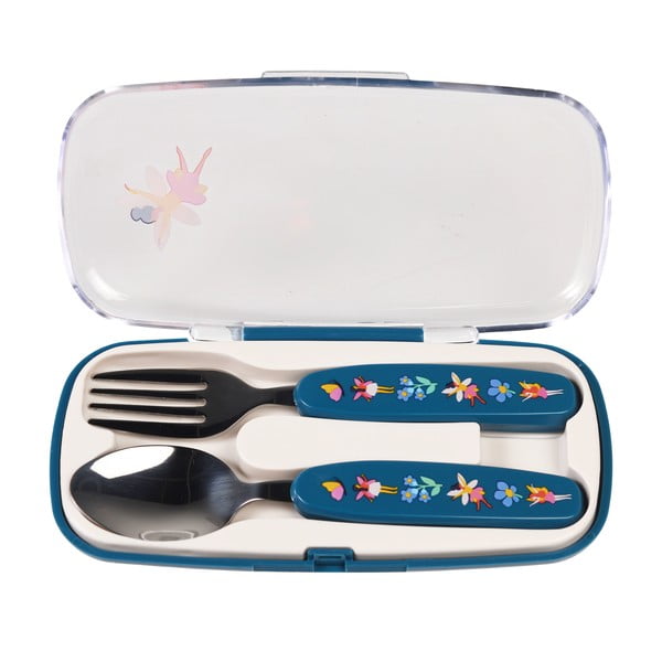 Син детски прибори за хранене 2 бр. от неръждаема стомана Fairies in the Garden – Rex London