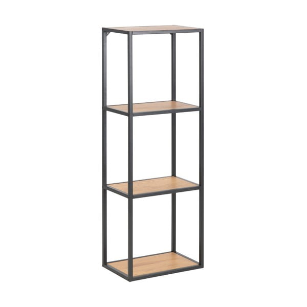 Черна/естествена стенна библиотека от декор от дъб  37x108 cm Seaford – Actona-image-2