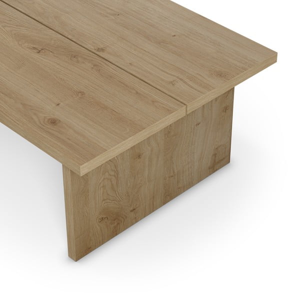 Масичка за кафе с дъбов плот в естествен цвят 70x120 cm Loana – Marckeric-image-2