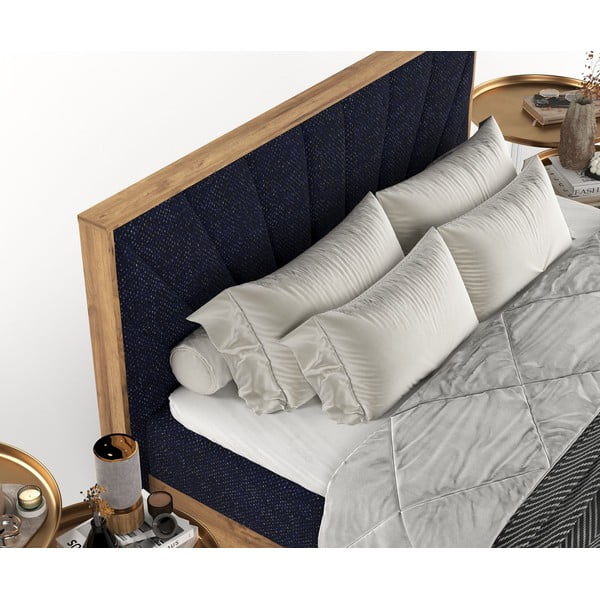 Боксспринг легло в тъмносин и естествен цвят с място за съхранение 180x200 cm Asahi – Maison de Rêve-image-1