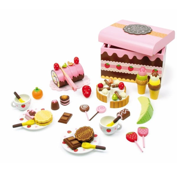 Дървена кутия, пълна с бонбони, за игра на Sweeties - Legler