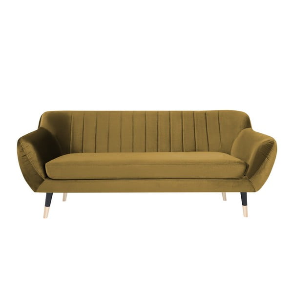 Горчичножълт диван с черни крачета Mazzini Sofas Benito, 188 cm