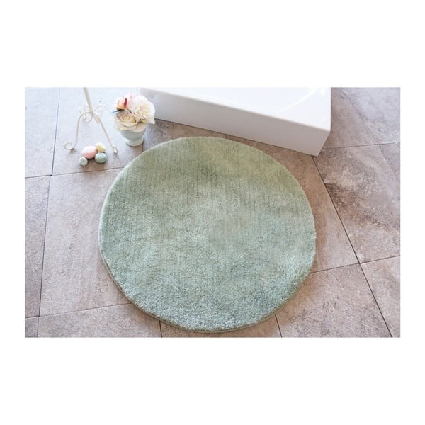 Зелена постелка за баня Цветове на тъмнозелено, ⌀ 90 cm - Confetti Bathmats