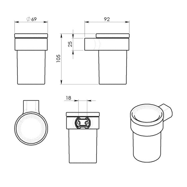 Бяла/златна стенна стъклена чаша за четки за зъби Gedy Pirenei – Sapho-image-2