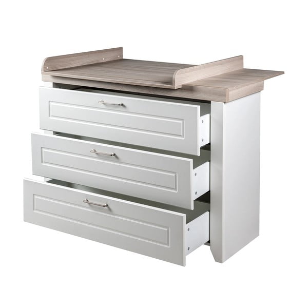 Бял нисък скрин в декор от бряст с масичка за преповиване 120x98 cm Felicia - Roba-image-4