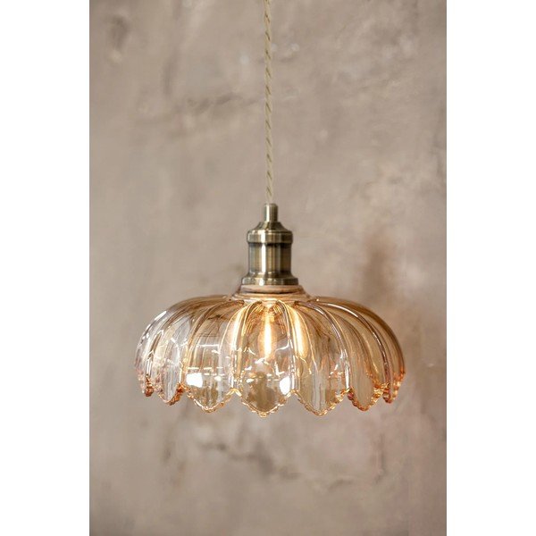 Висящо осветително тяло в месингов и кехлибарен цвят със стъклен абажур ø 25,5 cm Kurage – Markslöjd-image-2