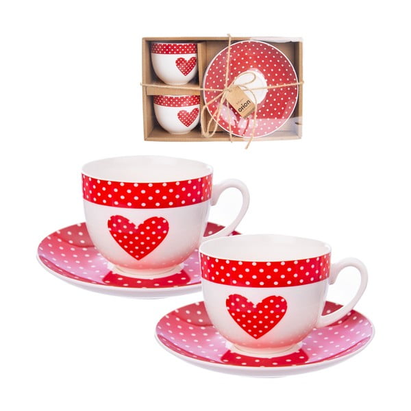 Червени порцеланови чаши в комплект от 2 чаши от 280 ml - Orion-image-1