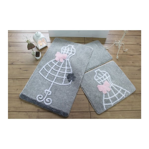 Комплект от три сиви изтривалки за баня с мотив на рокля Knit Knot Elbise - Foutastic