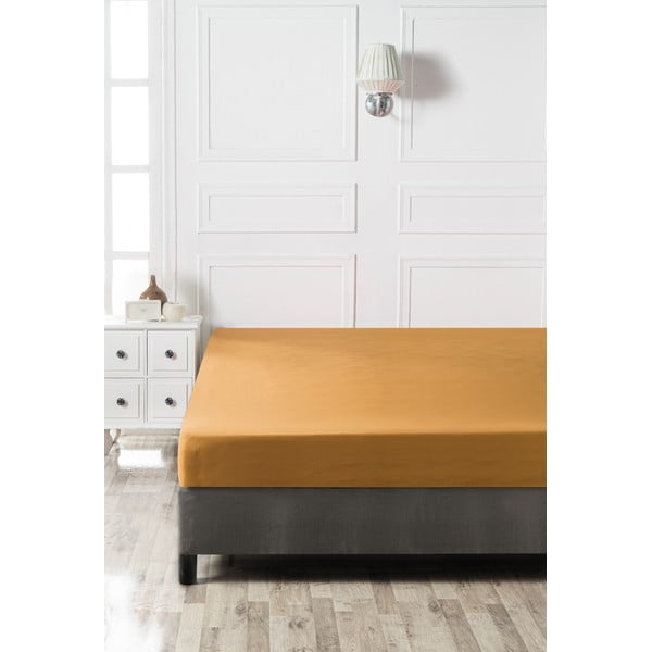 Жълт чаршаф от еластичен памук 160x200 cm - Mijolnir-image-2