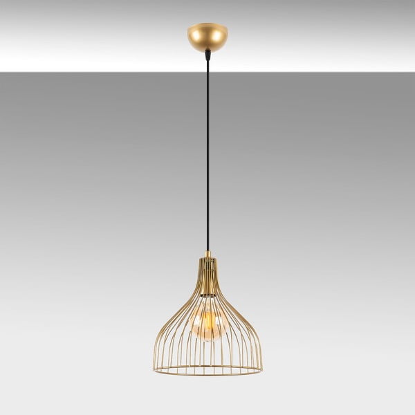 Висящо осветително тяло  в златист цвят с метален абажур ø 25 cm Cafu – Opviq lights-image-2