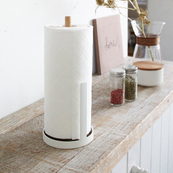 Бяла поставка за хартиени кърпи с детайли от букова дървесина Tosca - YAMAZAKI-image-3