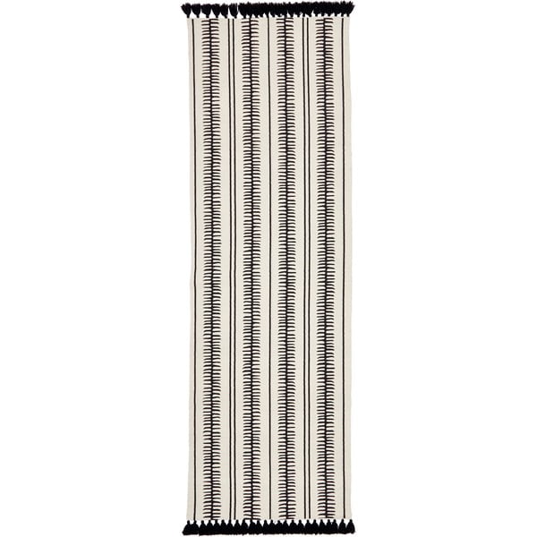Бежово-черна ръчно тъкана памучна пътека , 80 x 250 cm Rita - Westwing Collection