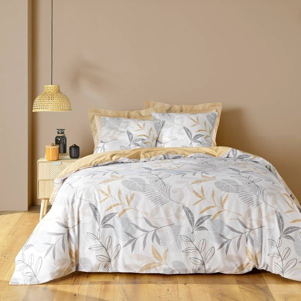 Жълто-бяло двойно удължено спално бельо 240x220 cm Kimberly – douceur d'intérieur-image-1