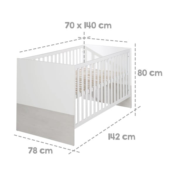 Детско легло в бяло и светлосиво 70x140 cm Julia - Roba-image-2
