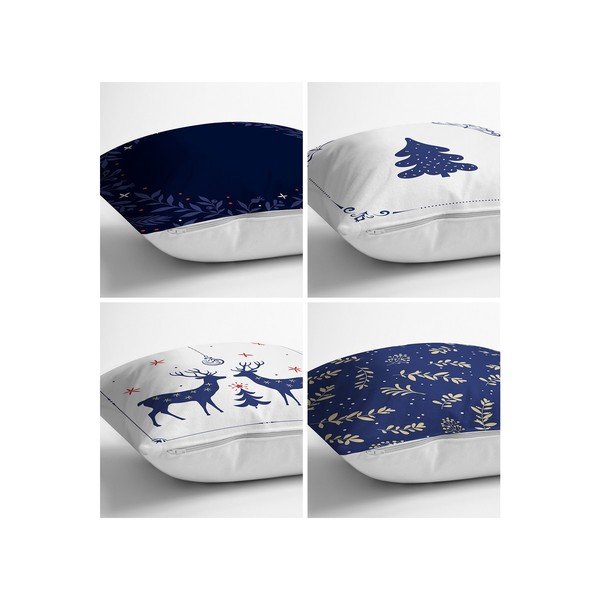 Сини и бели калъфки за възглавници в комплект от 4 броя 43x43 cm - Minimalist Cushion Covers-image-1