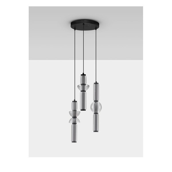 Сиво стъклено LED затъмняващо се висящо осветително тяло ø 38 cm Ulon – Nova Luce-image-3