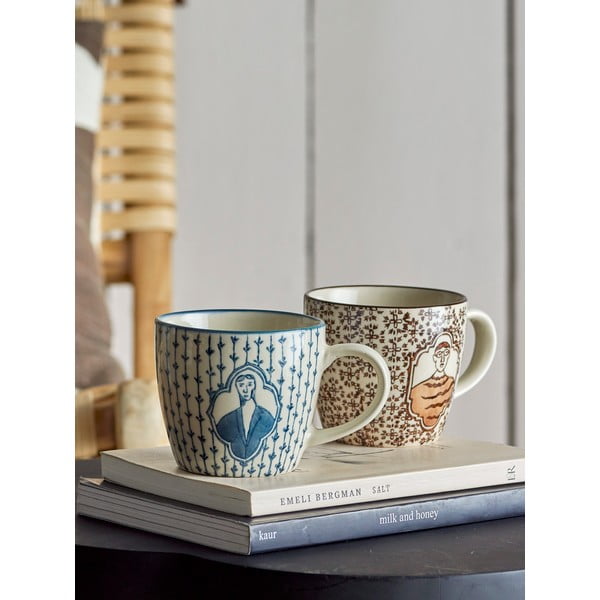 Кремави глинени чаши в комплект от 2 бр. 200 ml Tonia – Bloomingville-image-1