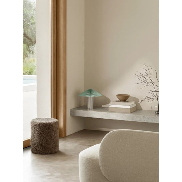 Затъмняваща се настолна лампа в сребрист цвят/светлозелена с текстилен абажур (височина 36 cm) Taite – Blomus-image-3