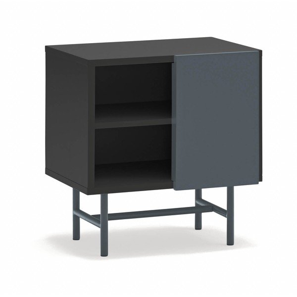 Черно/антрацитно матово нощно шкафче с рафтове Nube – Teulat-image-2