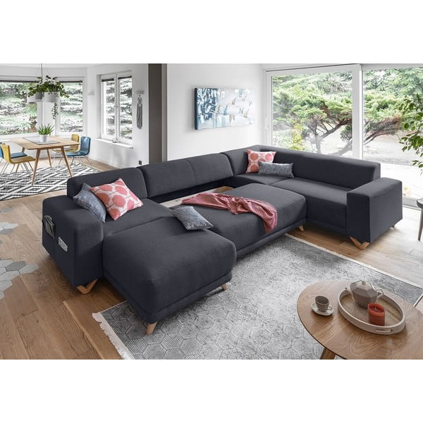 Антрацитен разтегателен/с място за съхранение ъглов диван (десен ъгъл/U форма) Classy Sophie – Miuform-image-4
