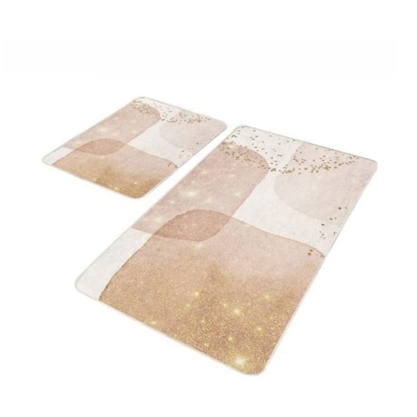 Бежови кадифени килими за баня в комплект от 2 бр. 60x100 cm – Mila Home