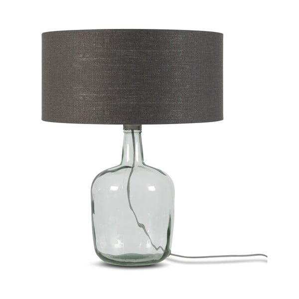 Настолна лампа с тъмносив абажур и конструкция от рециклирано стъкло Мурано, ⌀ 47 cm - Good&Mojo