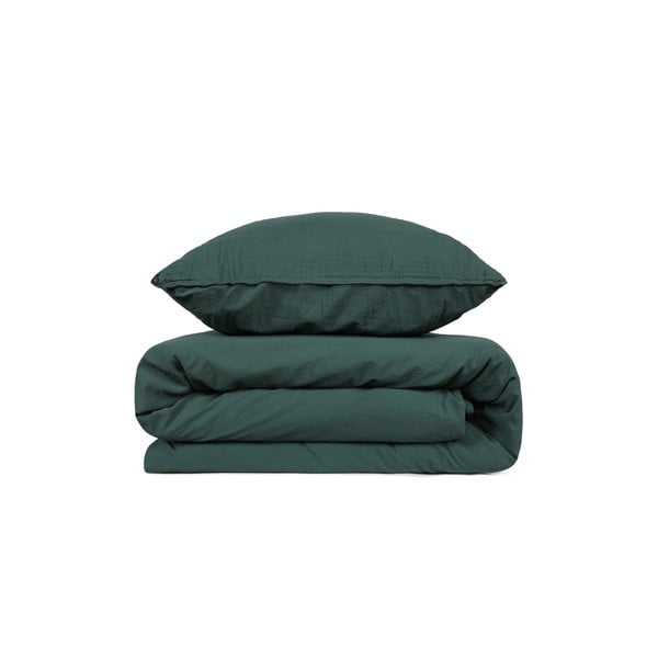 Зелено муселиново спално бельо за двойно легло 200x200 cm Stonewashed - Mijolnir