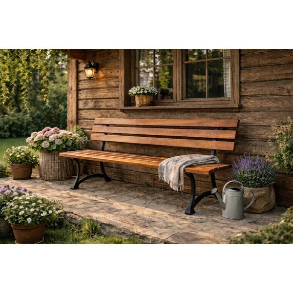 Градинска пейка от масивно дърво в естествен цвят – Rojaplast-image-4