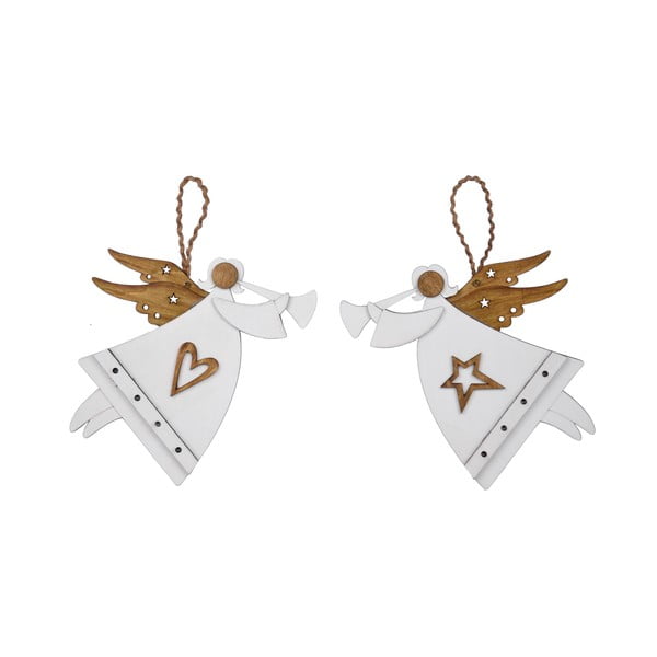Комплект от 2 бели висящи декорации Ангели - Ego Dekor