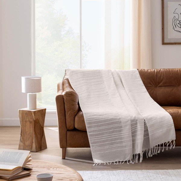 Кремаво памучно покривало за легло 125x150 cm Lilia – douceur d'intérieur-image-1