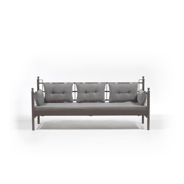 Сив триместен диван за открито с кафява структура Lalas DKS, 96 x 209 cm - Unknown