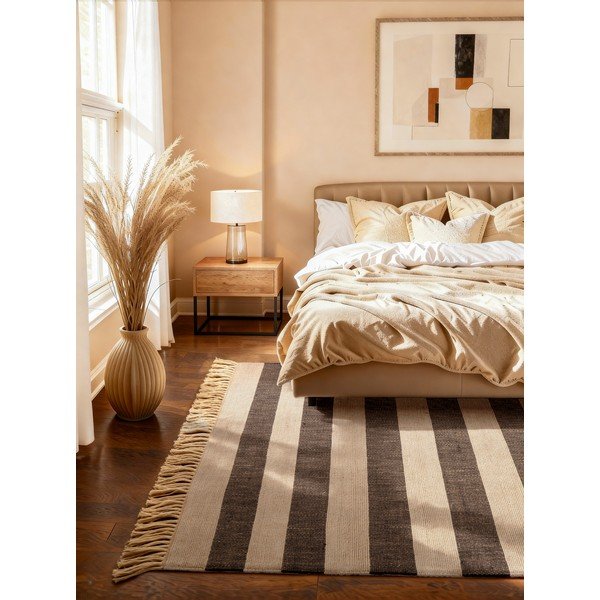 Черен/кремав двустранен/ръчно изработен ютен килим 160x230 cm Playa – Hanse Home-image-1