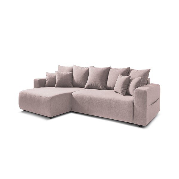 Разтегателен ъглов диван в светлорозов цвят Envy - Bobochic Paris-image-4