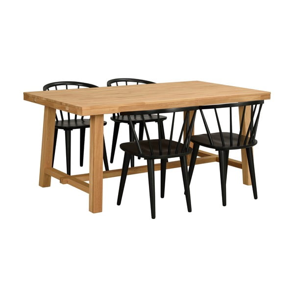 Трапезна маса от полирана дъбова дървесина , 170 x 95 cm Brooklyn - Rowico-image-4