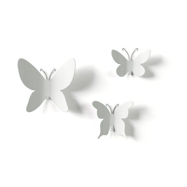 Комплект от 9 бели 3D декорации за стена Butterflies - Umbra-image-4