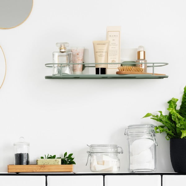 Самоносеща метална етажерка за баня в цвят мента Grena - Compactor-image-1