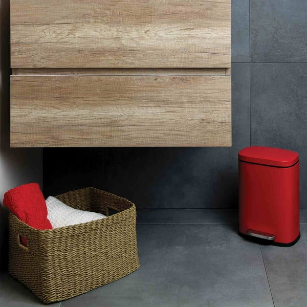 Червено стоманено кошче за боклук с педал 5 l   Akira – Spirella-image-1