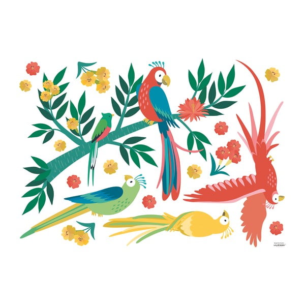 Лист със стикери 90x64 cm Parrots - Lilipinso