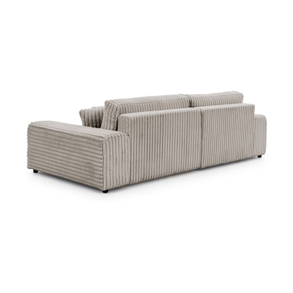 Светлосив разтегателен ъглов диван от рипсено кадифе с място за съхранение (ляв ъгъл) Sarina – Ropez-image-3