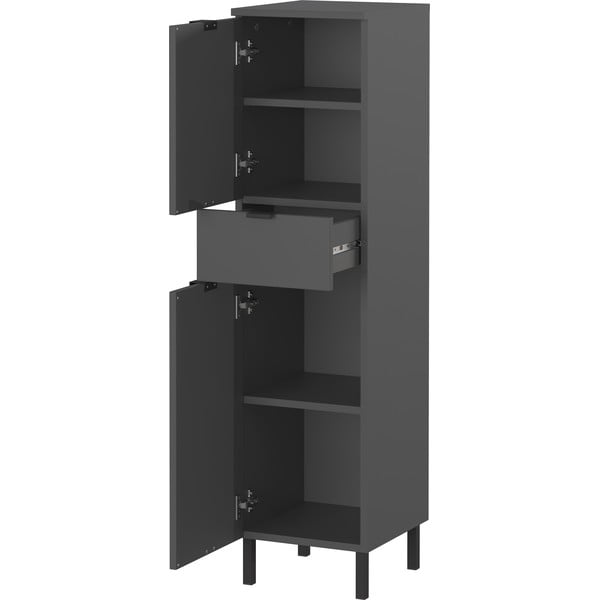 Антрацитен висок тесен шкаф за баня 30x120 cm Arcena – Germania-image-3