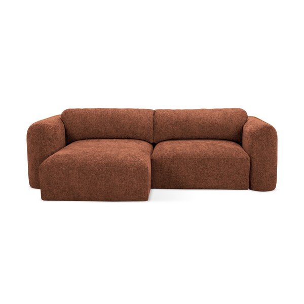 Теракотен шенилов разтегателен ъглов диван с място за съхранение (ляв ъгъл) Mele – Makamii