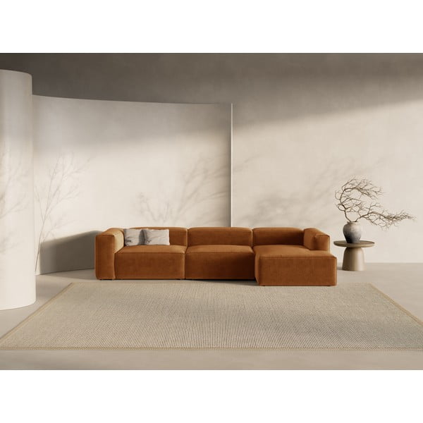 Ъглов диван в тухлен цвят (десен ъгъл) Bergamo – Cosmopolitan Design-image-1