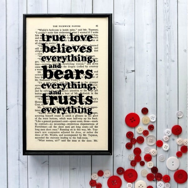 Plakát v dřevěném rámu Dickens True Love