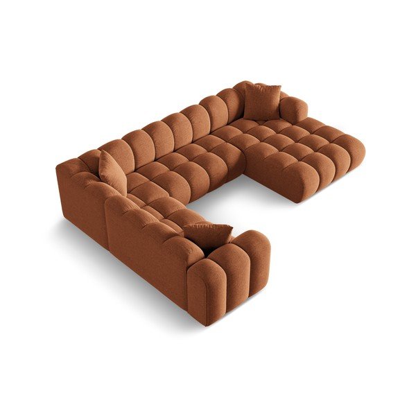 Теракотен шенилов ъглов диван (ляв ъгъл/U форма) Treno – Cosmopolitan Design-image-2