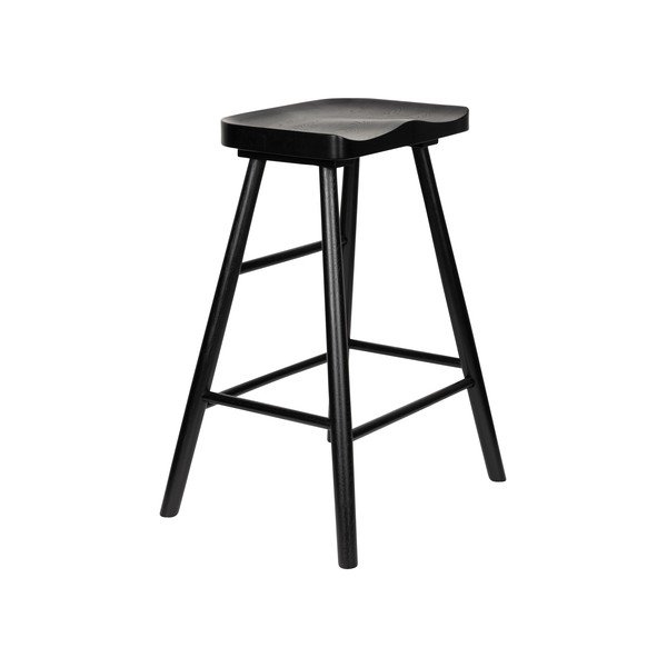 Черен бар стол от масивен дъб (височина на седалката 65,5 cm) Vander – White Label-image-2