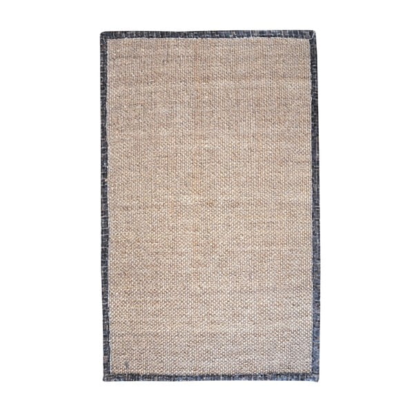 Konopný koberec s koženým lemem Brazilia Dark, 120x180 cm