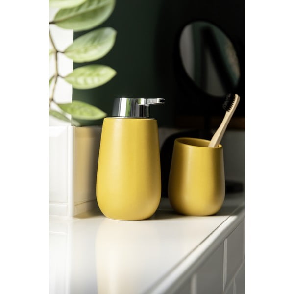 Жълта керамична чаша за четки за зъби Badi - Wenko-image-2