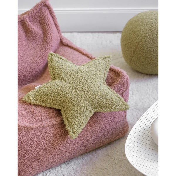 Зелена детска възглавница за диван от букле Star – Wigiwama-image-2