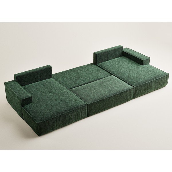 Тъмнозелен шенилов сгъваем/с място за съхранение ъглов диван (U форма) Kyoto – Maison de Rêve-image-3