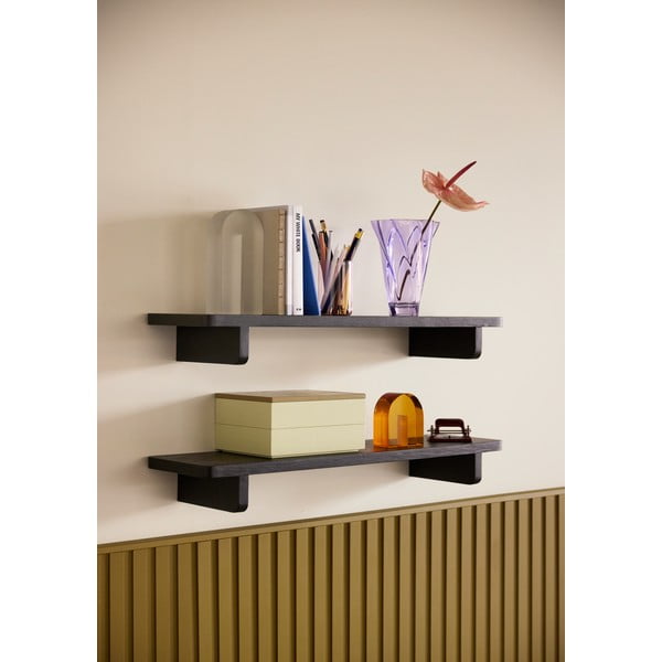 Черен стенен рафт от декор от дъб  80 cm Poke – Hübsch-image-2